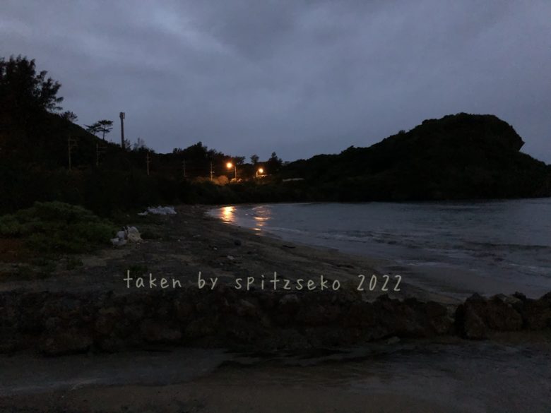 2022/4/2現在、沖縄恩納村マリブビーチ西端の軽石状況